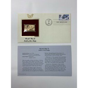 World War II 2 Battle of the Bulge First Day Issue 22 kt Gold Replica Stamp
